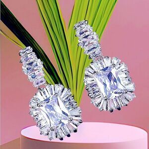 Elegant Silver Swarovski Crystal Drop Earrings